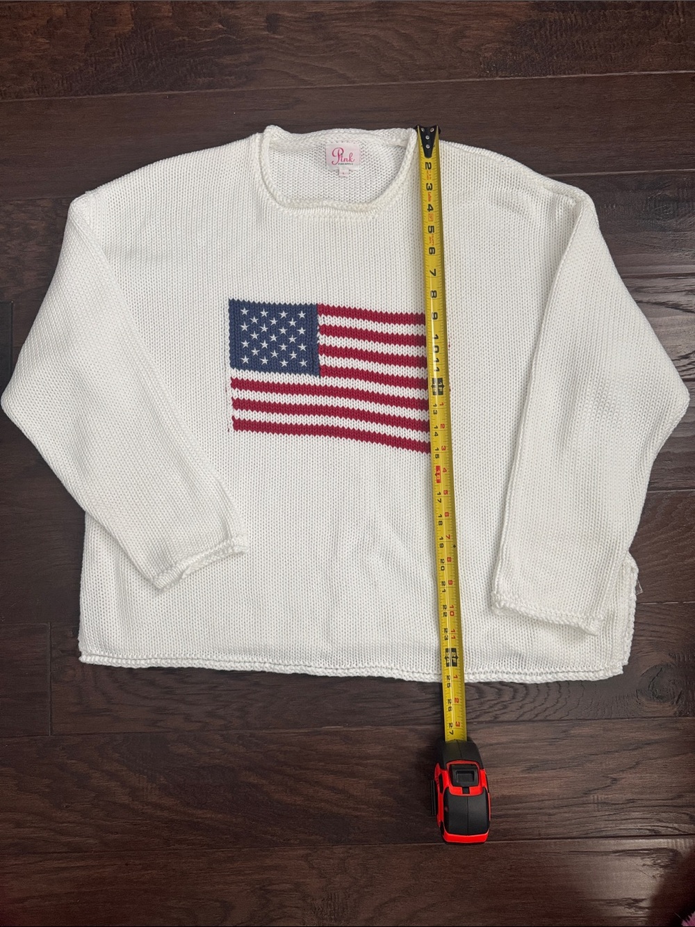 Cream Crewneck Sweater with Flag Motif - Picture 4 of 7